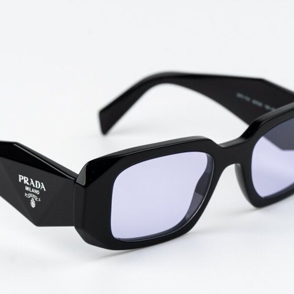 NEW Prada PR17WS 16K40J Black Violet Rectangle Unisex Sunglasses - Picture 5 of 9